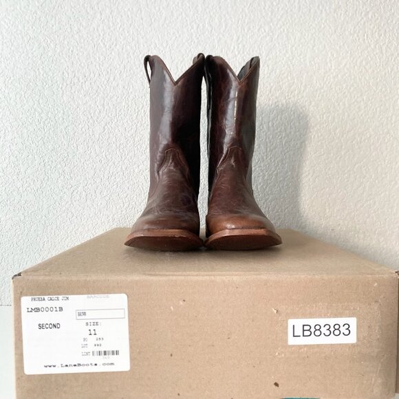 Classic Brown Leather Cowboy Boots - Picture 9 of 10